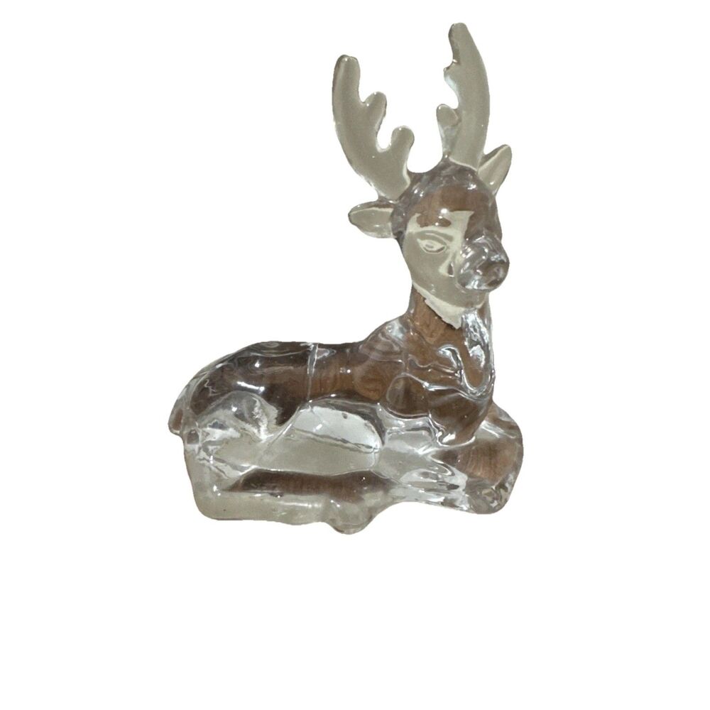 Hand Blown Crystal Reindeer Art Glass Figurine Deer Paperweight Glass Figure